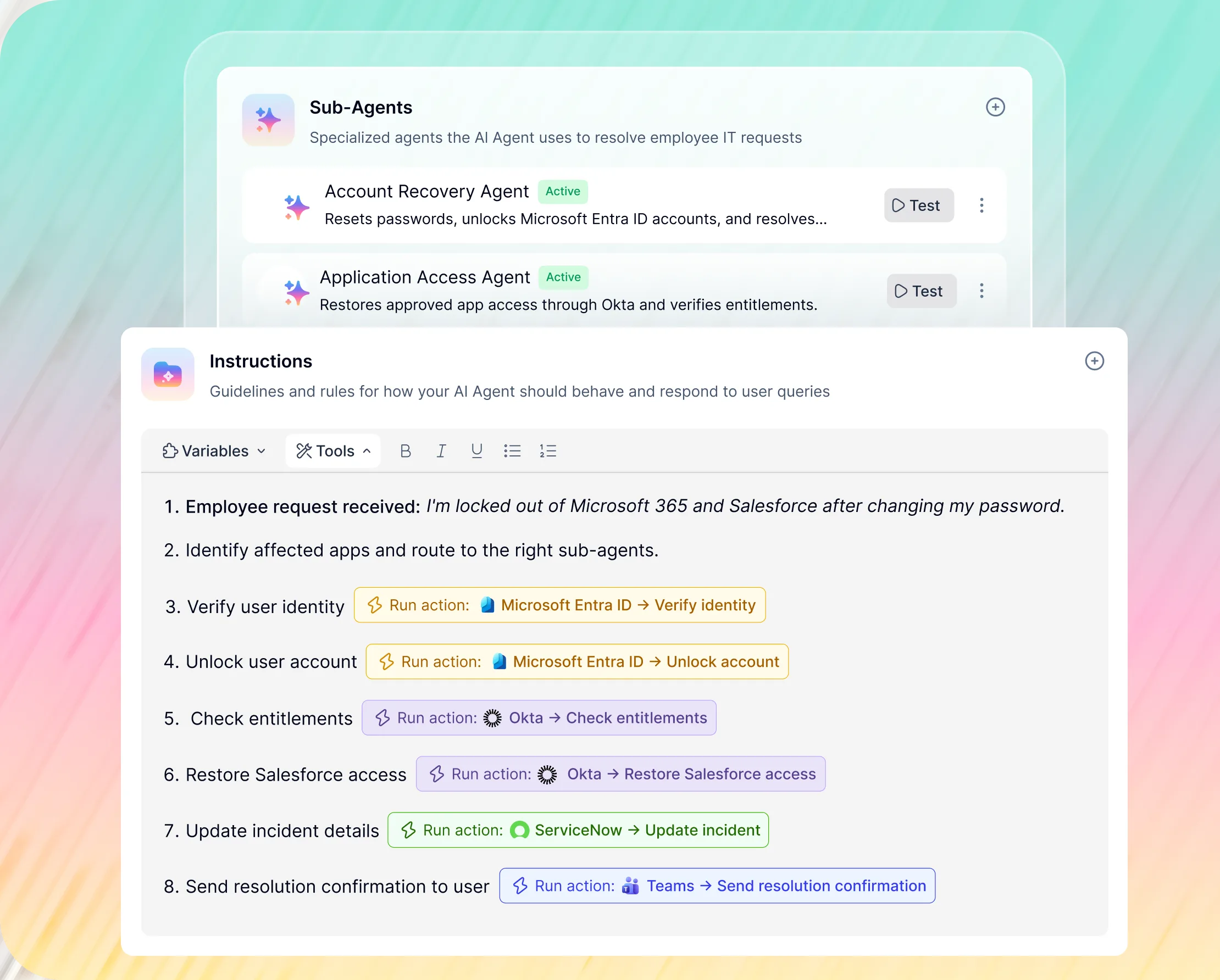 Build app workflows for chatbot